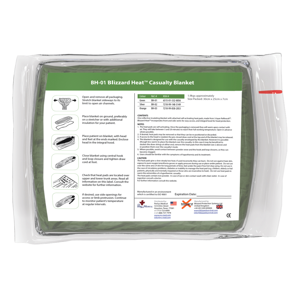 BH-01 - Blizzard EMS Heat Trauma Blanket 245 x 265cm - Green