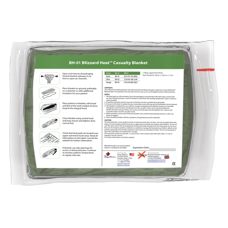 BH-01 - Blizzard EMS Heat Trauma Blanket 245 x 265cm - Green