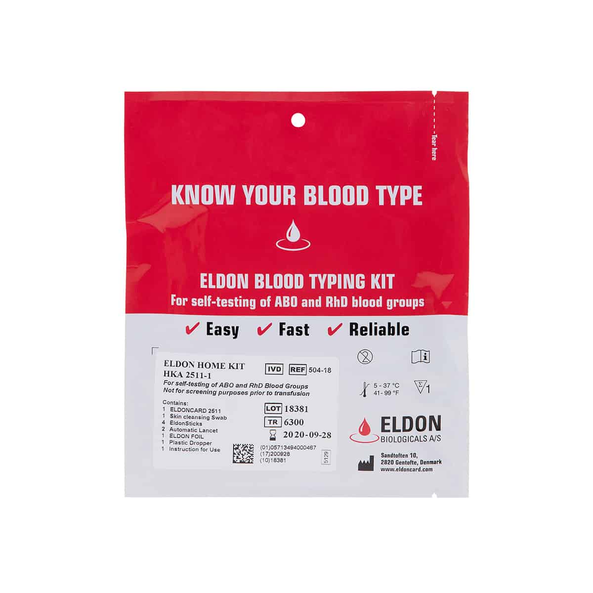 EldonCard® Blood Typing Kit
